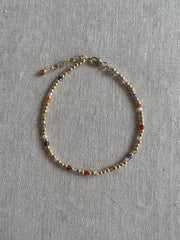 Gold Beaded Bracelet with Multi Colored Cubic Zirconia Accents, 3mm