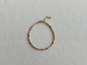 Gold Beaded Bracelet with Multi Colored Cubic Zirconia Accents, 3mm