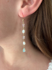 Siren Earrings with Morganite, Pearl and Opals