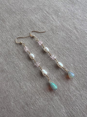 Siren Earrings with Morganite, Pearl and Opals