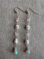 Siren Earrings with Morganite, Pearl and Opals