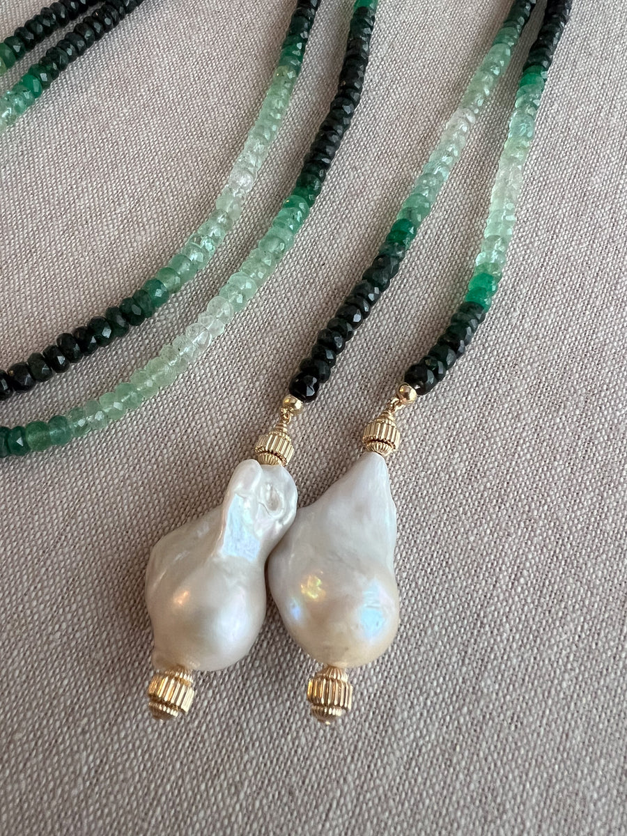 Emerald Ombre Lariat Necklace