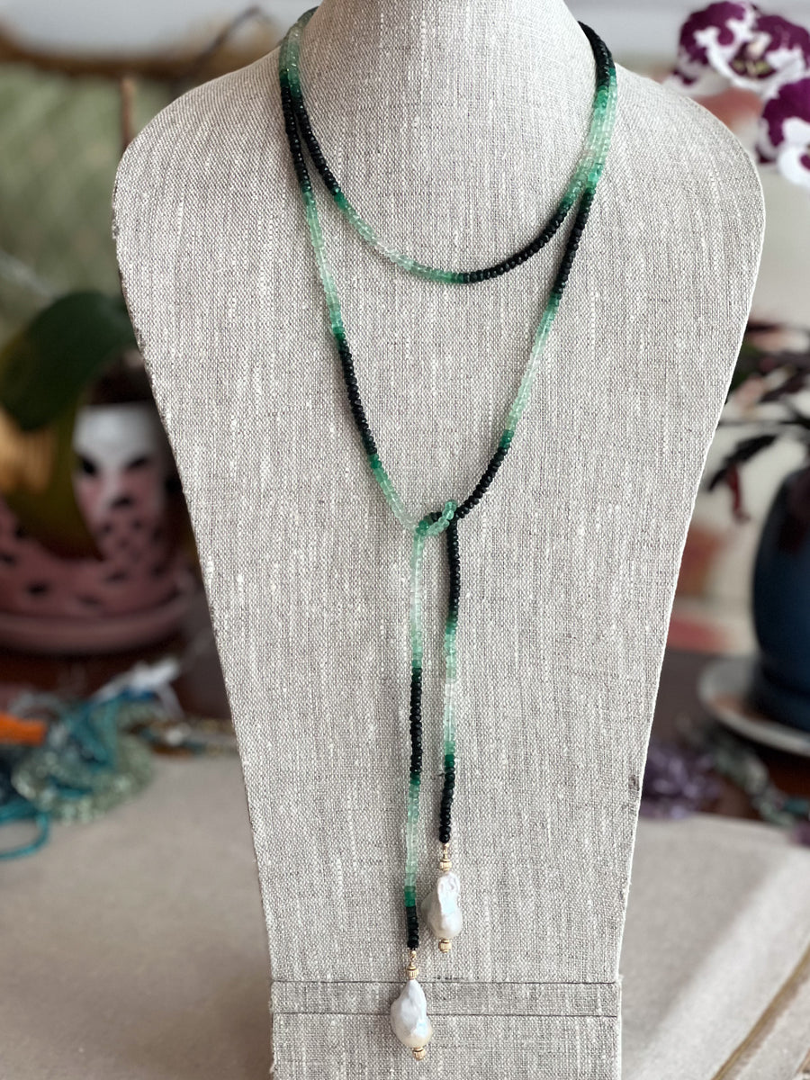 Emerald Ombre Lariat Necklace