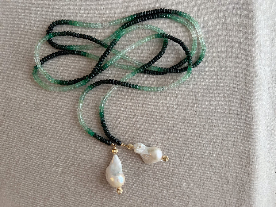 Emerald Ombre Lariat Necklace