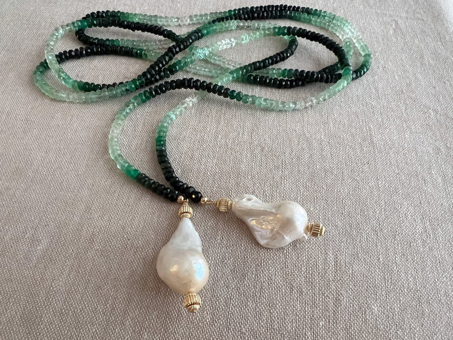 Emerald Ombre Lariat Necklace