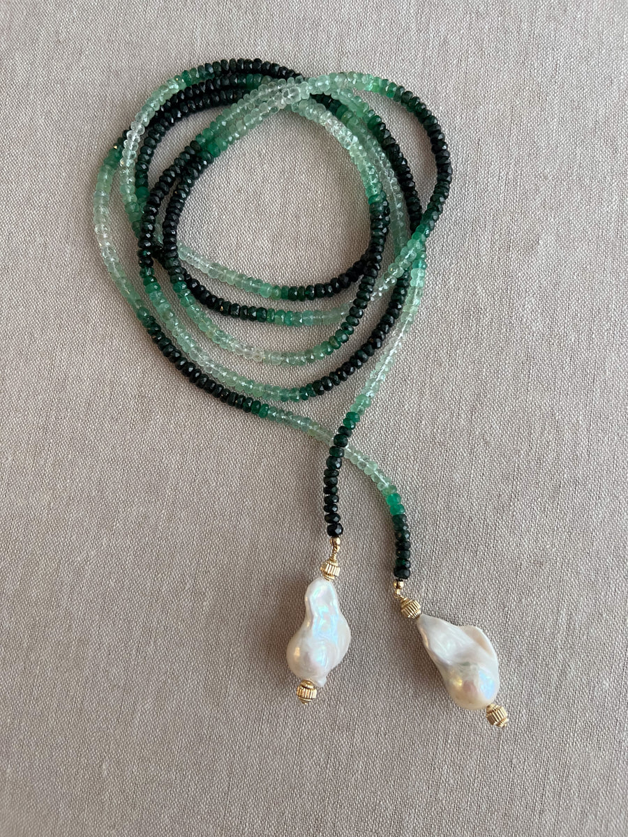 Emerald Ombre Lariat Necklace
