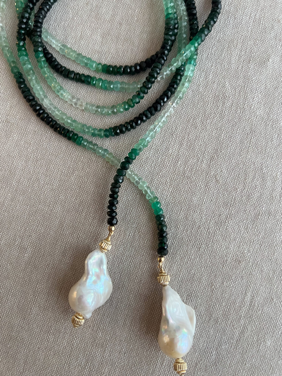 Emerald Ombre Lariat Necklace