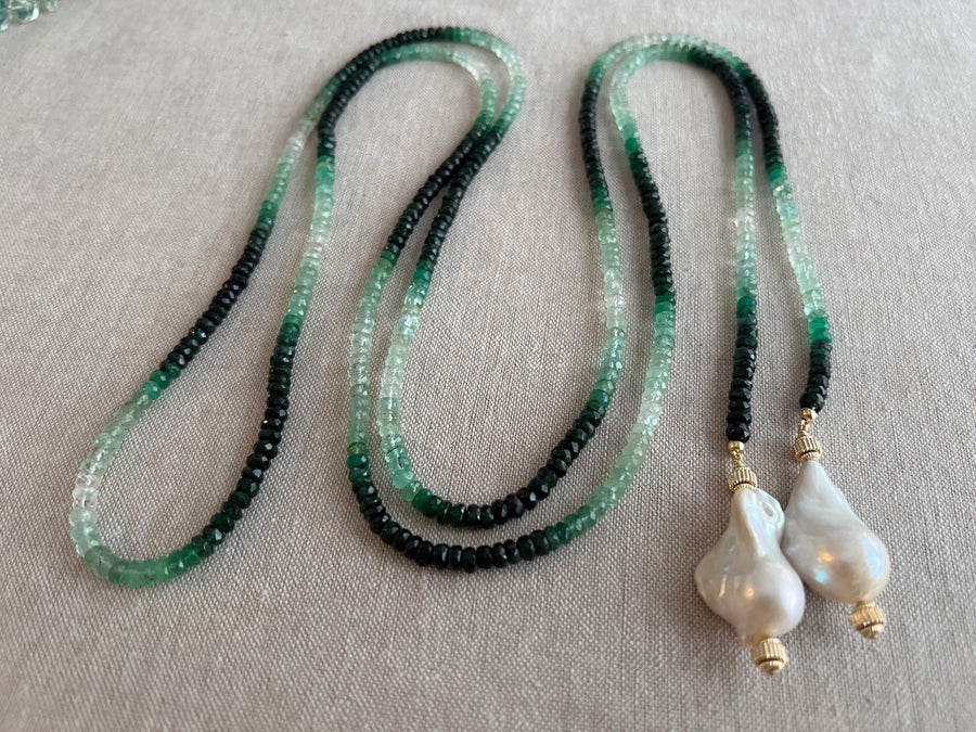 Emerald Ombre Lariat Necklace