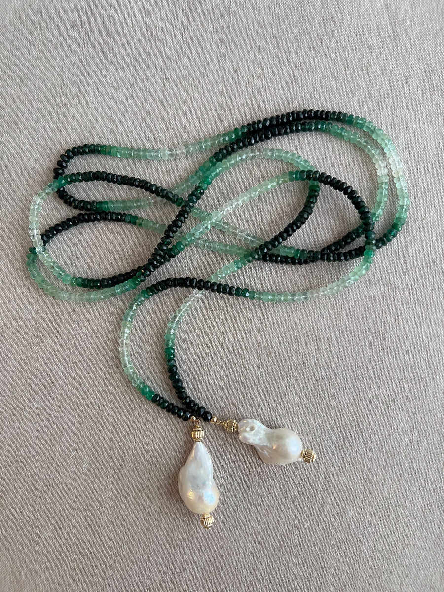 Emerald Ombre Lariat Necklace