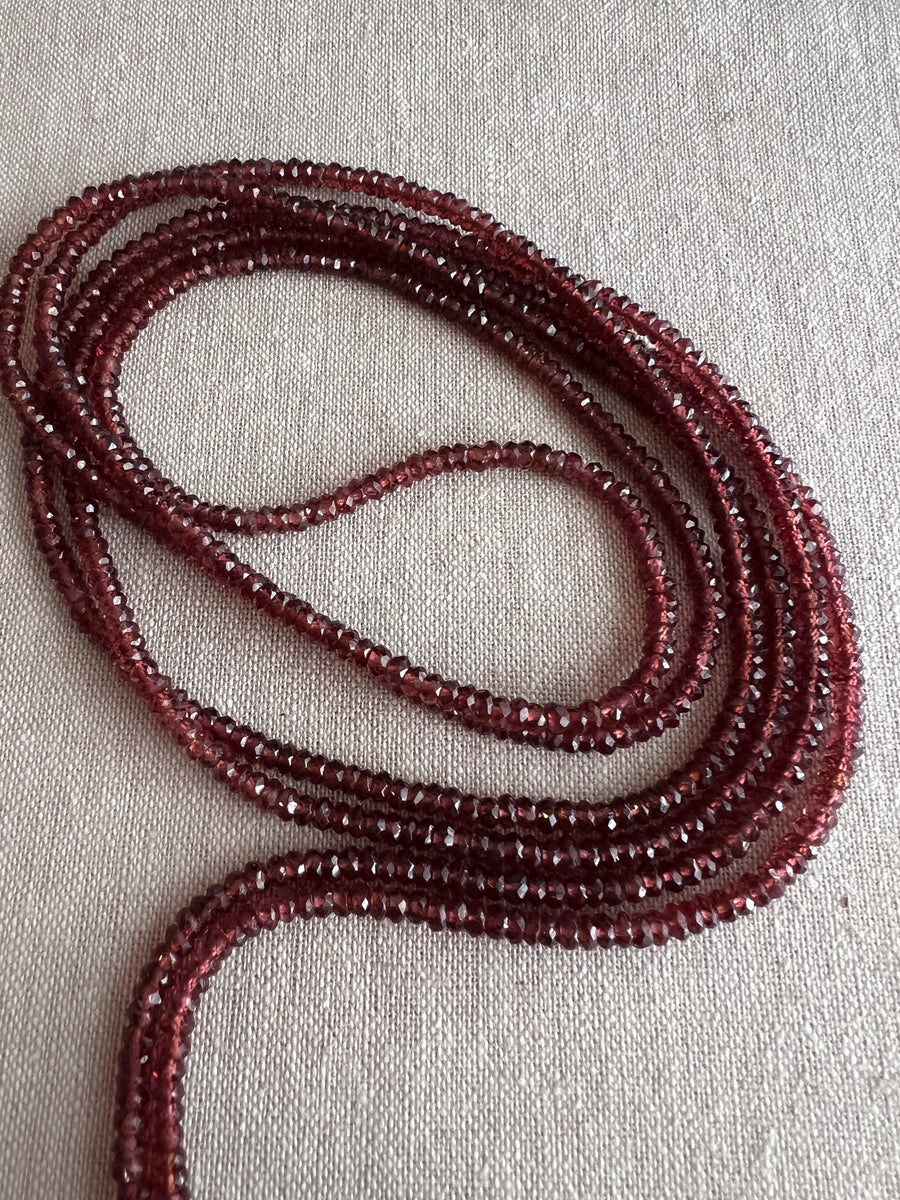 Garnet Lariat Necklace with Baroque Pearl Ends