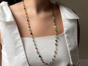 Multi-Color Tourmaline and Green Apatite AAA Grade Necklace, Wire Wrapped Boho Jewelry, 34"