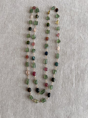 Multi-Color Tourmaline and Green Apatite AAA Grade Necklace, Wire Wrapped Boho Jewelry, 34"
