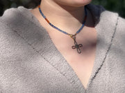 Kyanite Necklace with Removable Cross Pendant