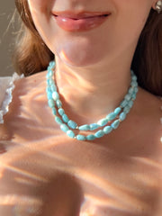 Larimar Necklace with Gold Accents