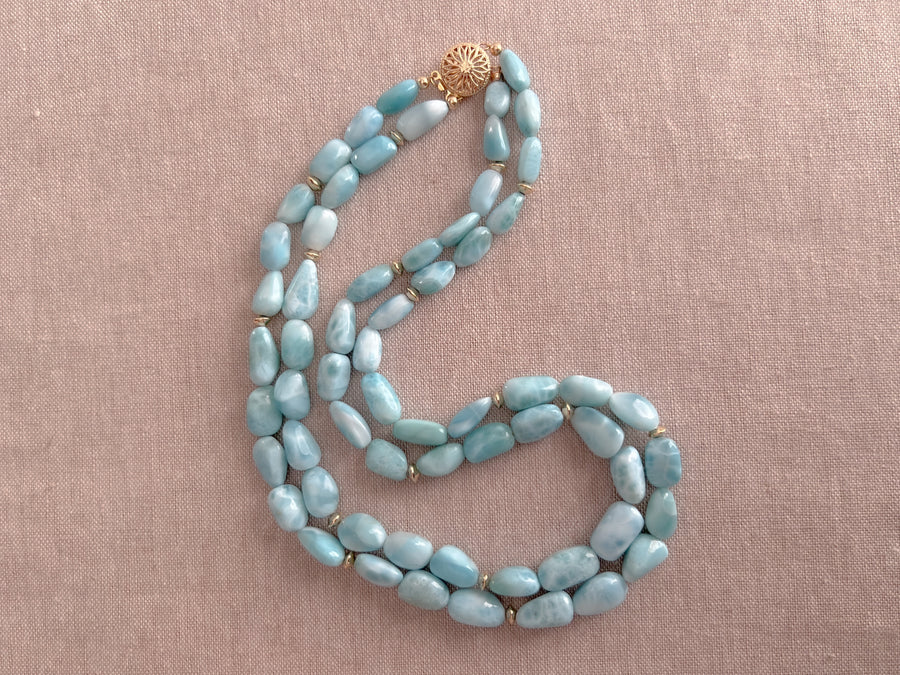 Larimar Necklace with Gold Accents