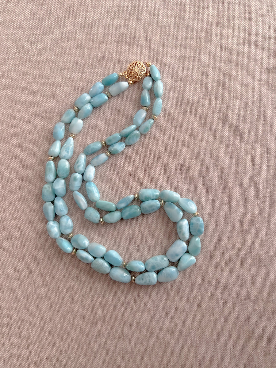 Larimar Necklace with Gold Accents