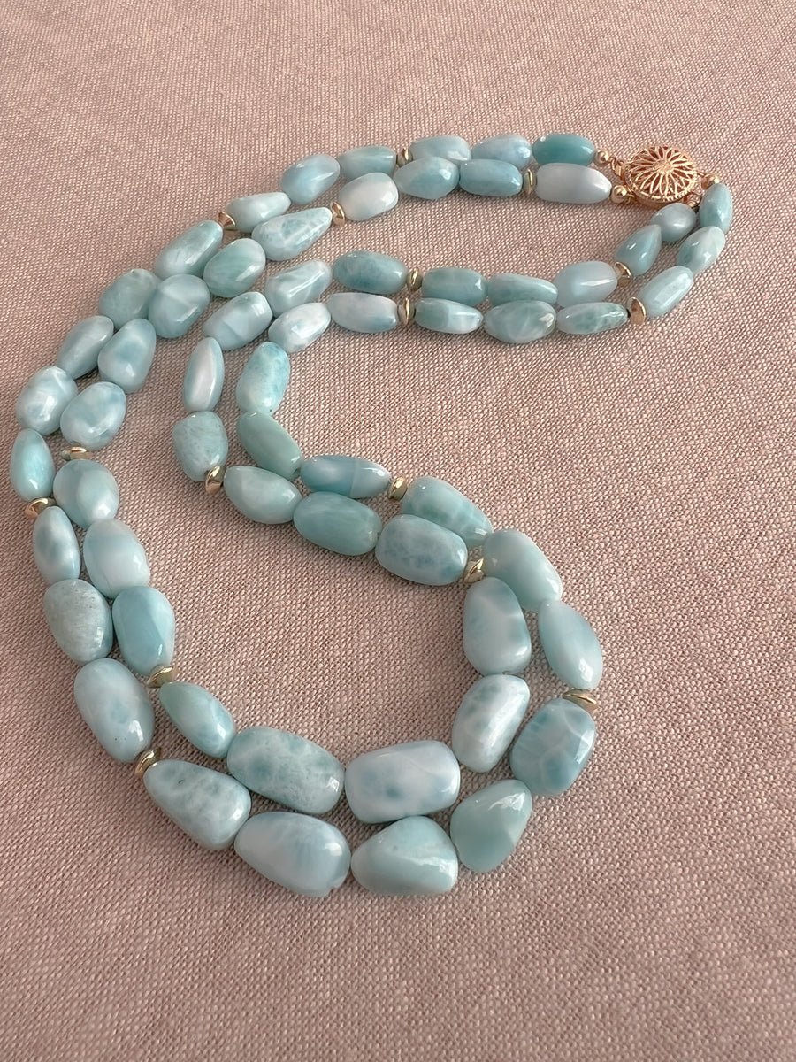 Larimar Necklace with Gold Accents