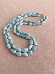 Larimar Necklace with Gold Accents