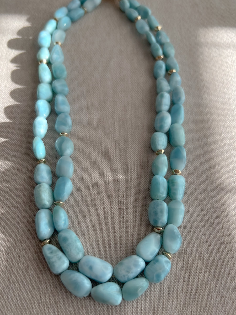 Larimar Necklace with Gold Accents