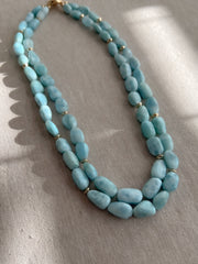 Larimar Necklace with Gold Accents