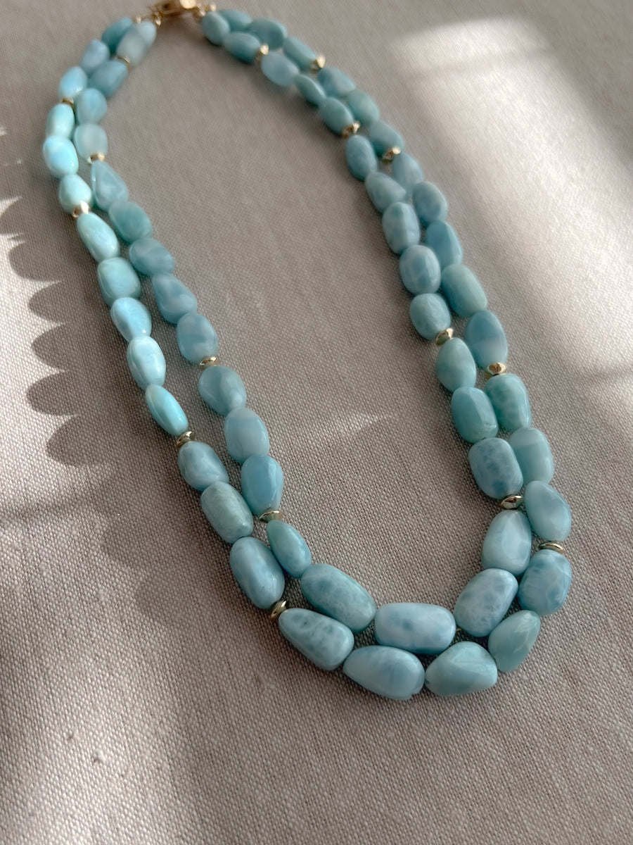 Larimar Necklace with Gold Accents