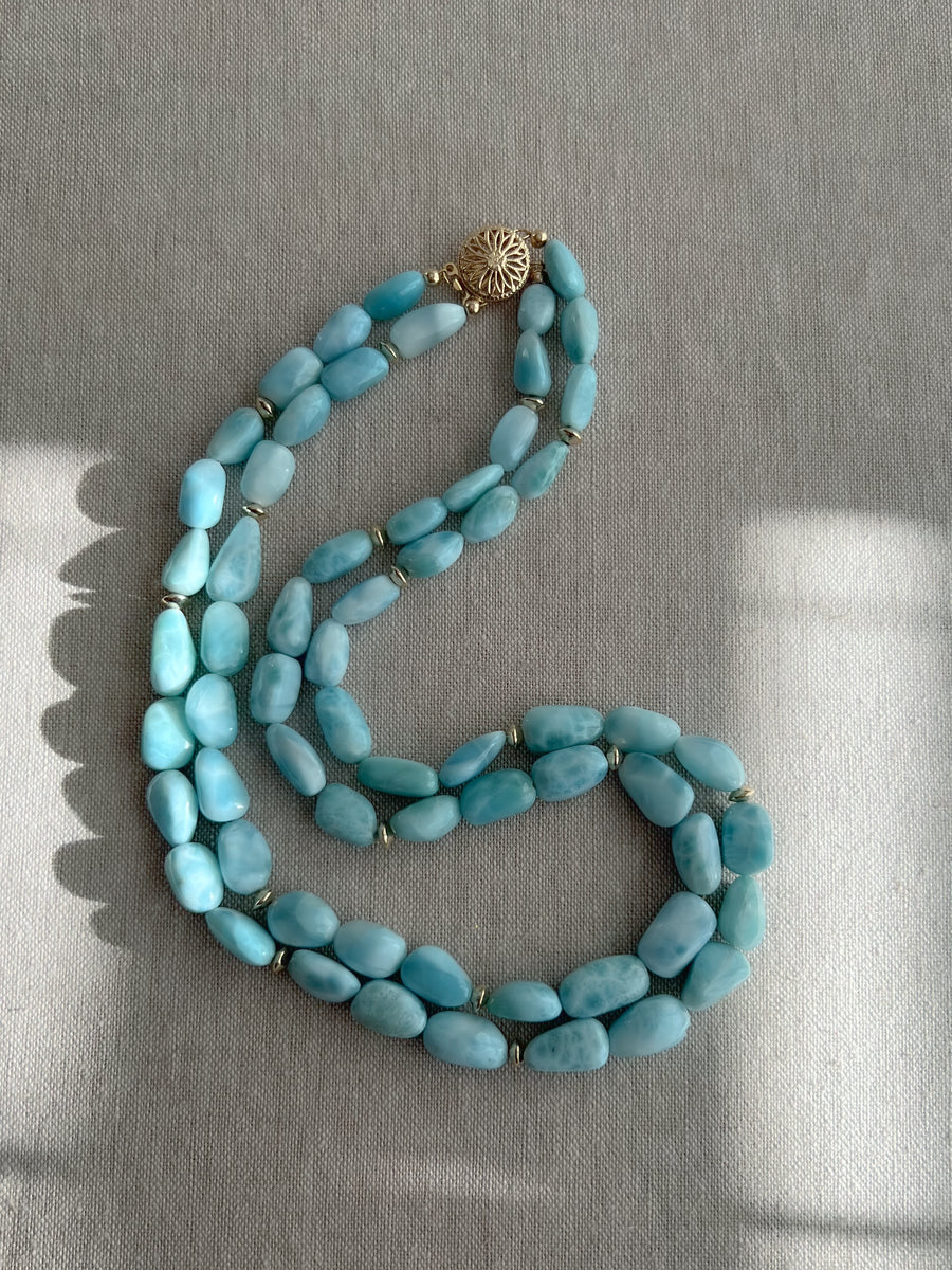 Larimar Necklace with Gold Accents
