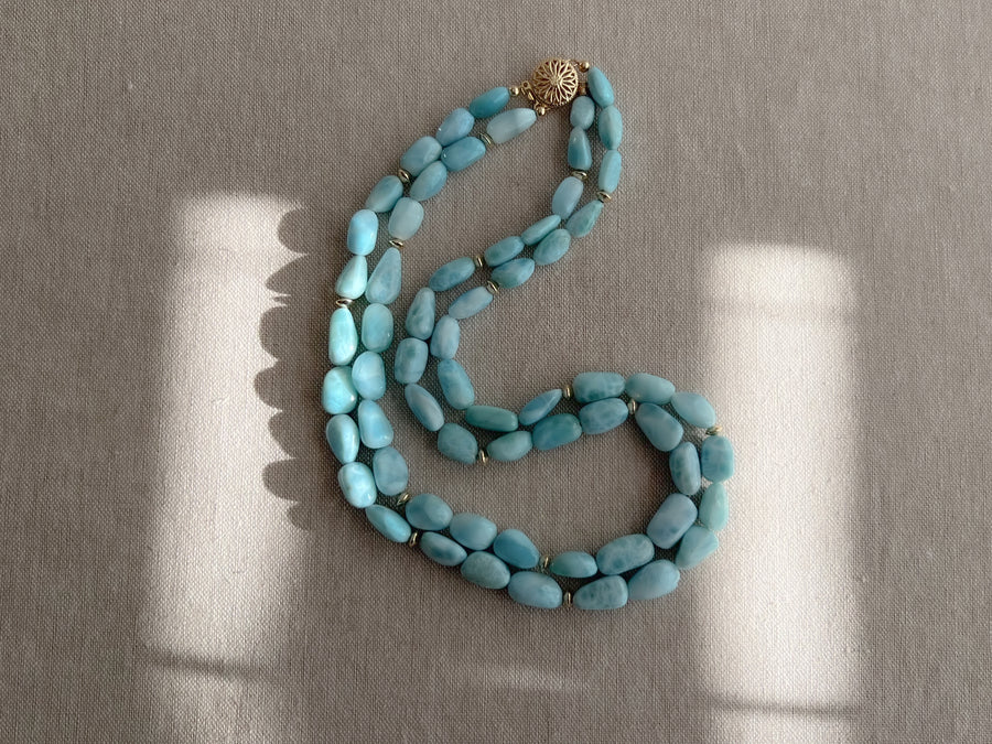 Larimar Necklace with Gold Accents