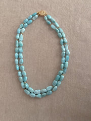Larimar Necklace with Gold Accents