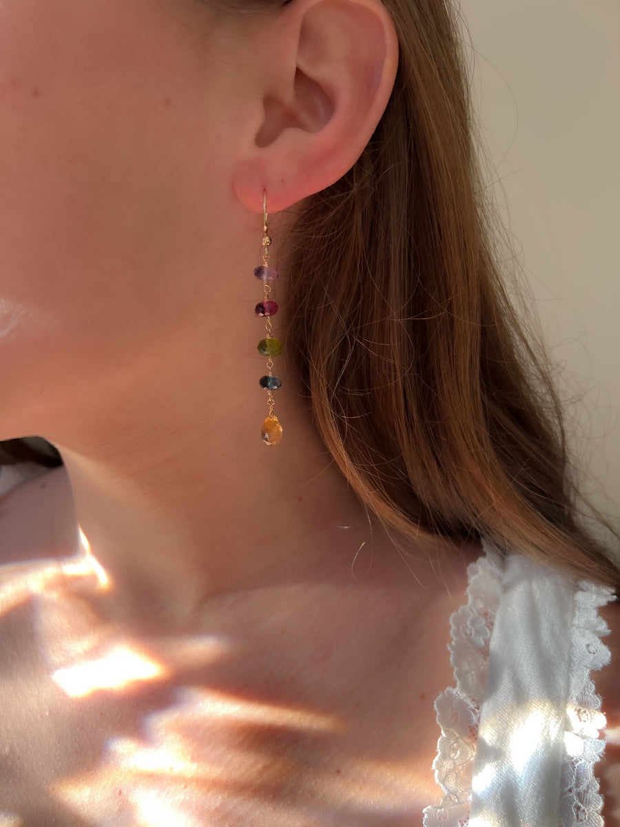 Multi Gemstone Dangle Earrings