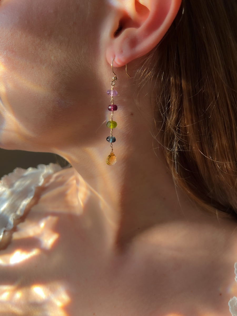 Multi Gemstone Dangle Earrings