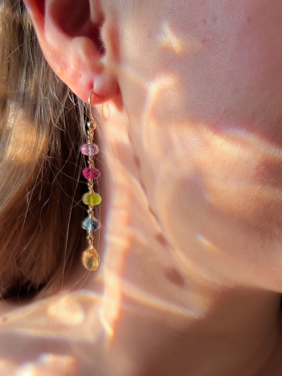 Multi Gemstone Dangle Earrings
