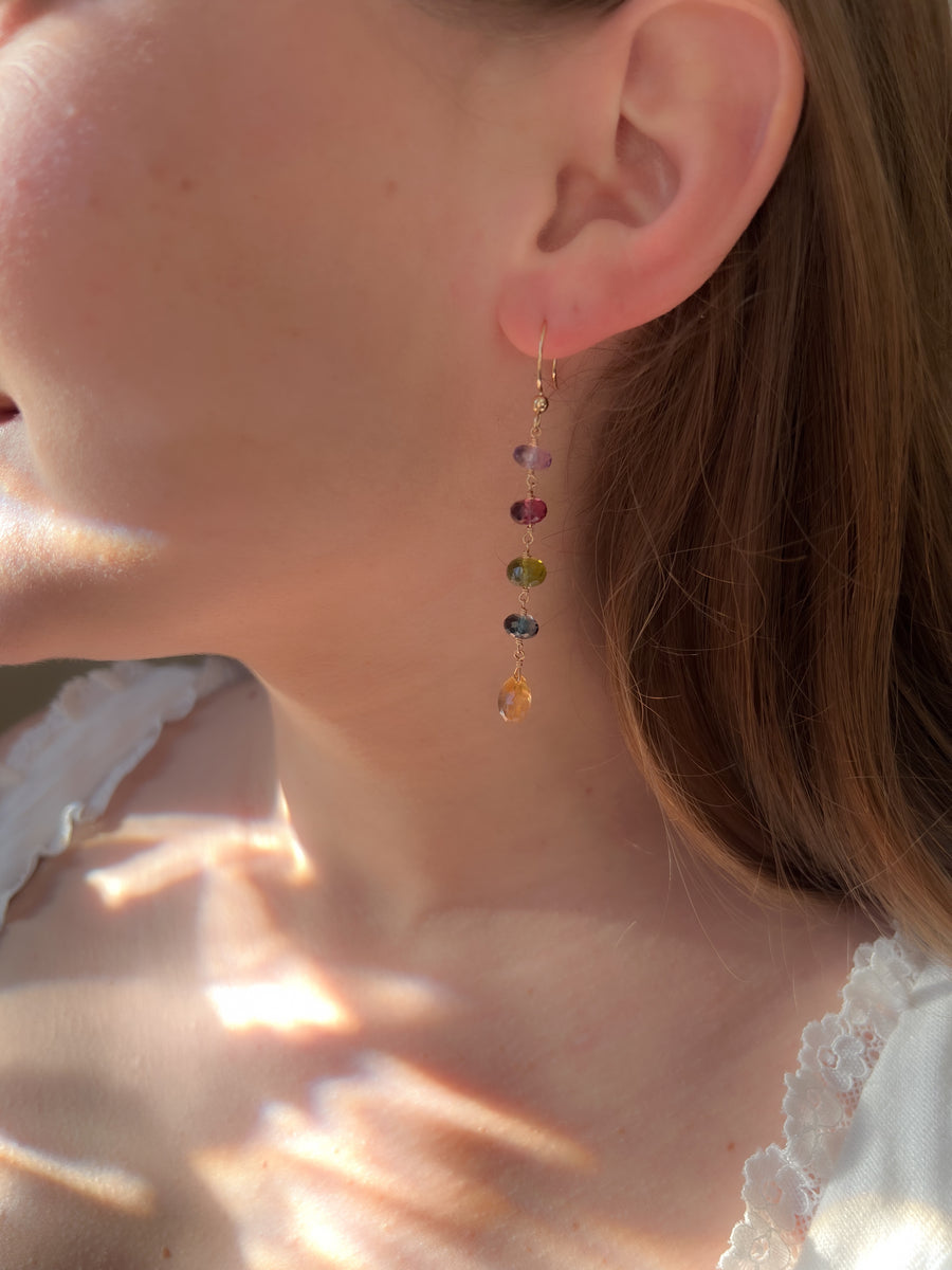 Multi Gemstone Dangle Earrings