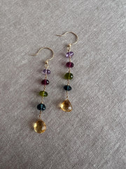 Multi Gemstone Dangle Earrings