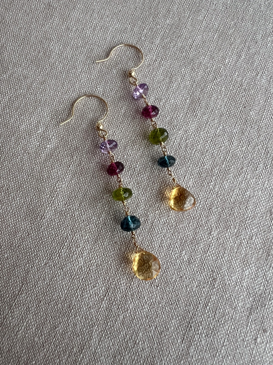 Multi Gemstone Dangle Earrings
