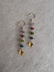 Multi Gemstone Dangle Earrings