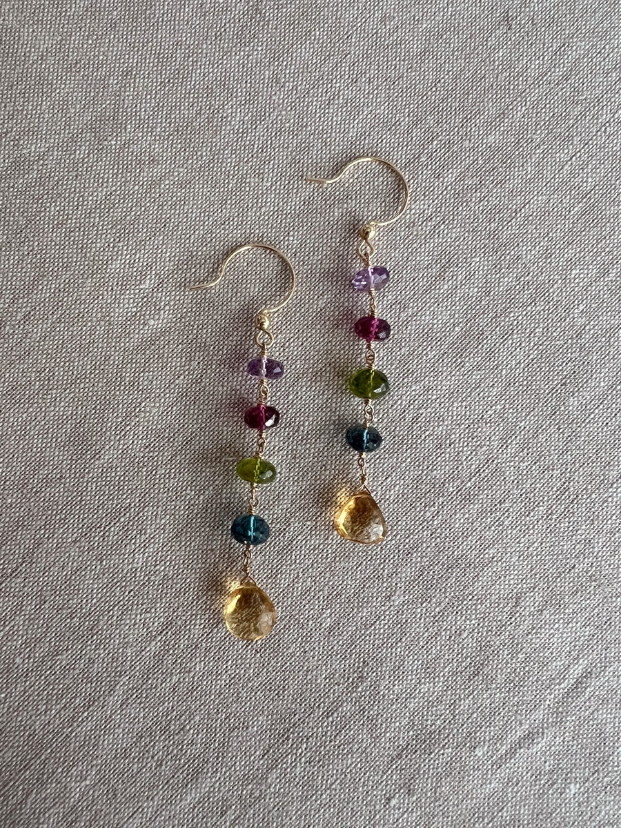 Multi Gemstone Dangle Earrings