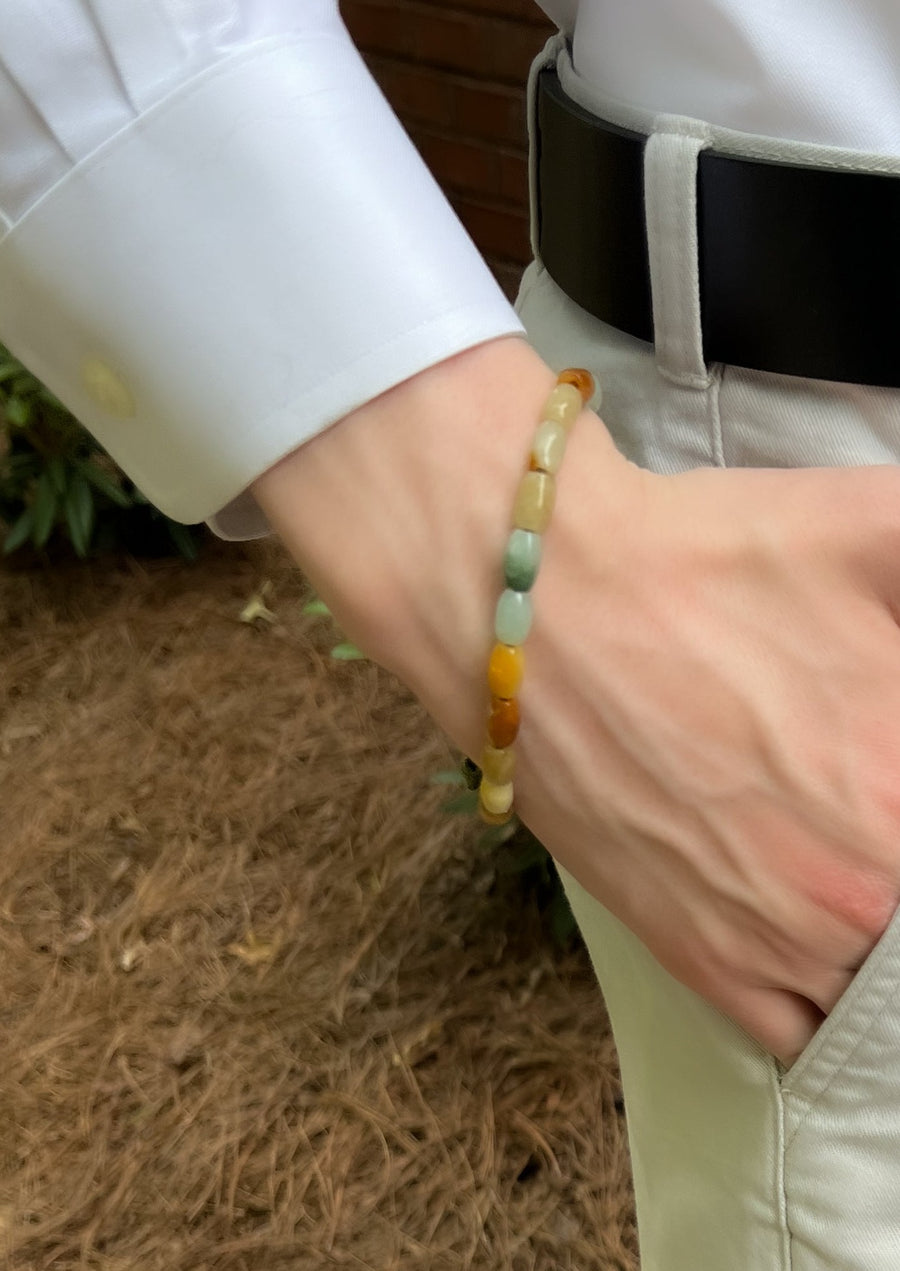 Men's Natural Jade Adjustable Bracelet