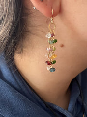 Mixed Gemstone Cascading Earrings