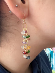Mixed Gemstone Cascading Earrings