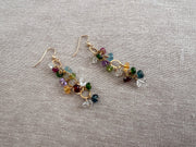 Mixed Gemstone Cascading Earrings