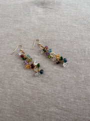 Mixed Gemstone Cascading Earrings