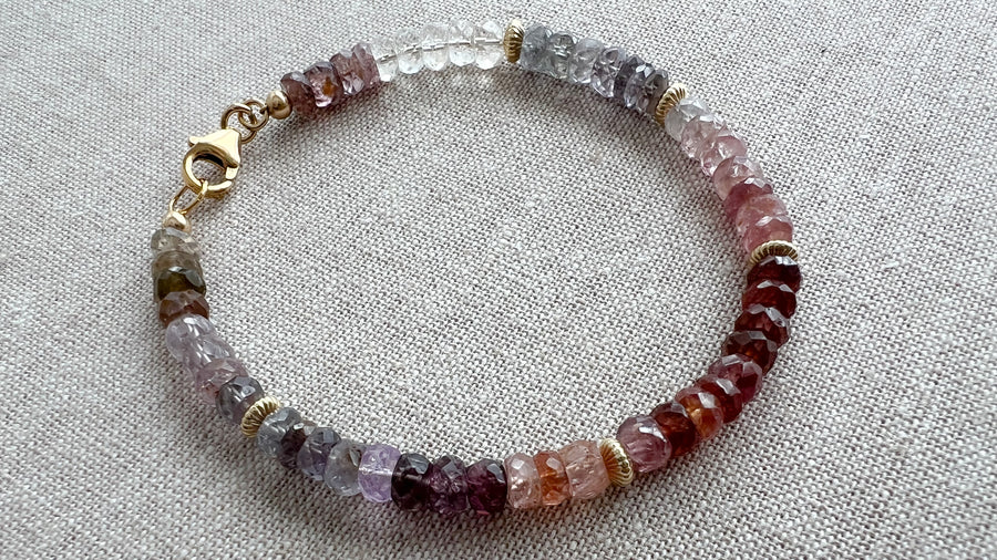 Multi Color Spinel Bracelet, Boho Gemstone Jewlery