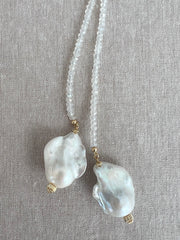 Moonstone Multi-way Necklace with Baroque Pearl Ends