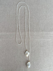 Moonstone Multi-way Necklace with Baroque Pearl Ends