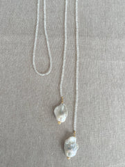 Moonstone Multi-way Necklace with Baroque Pearl Ends