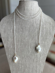 Moonstone Multi-way Necklace with Baroque Pearl Ends