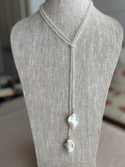 Moonstone Multi-way Necklace with Baroque Pearl Ends