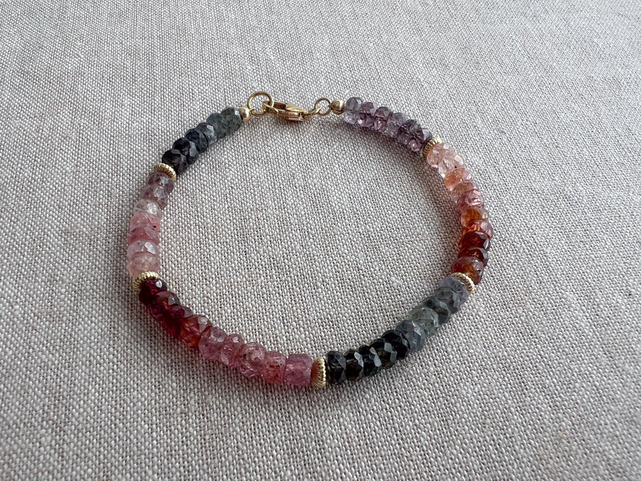 Multi Color Spinel Bracelet, Boho Gemstone Jewlery