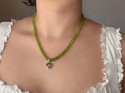Peridot Heishi Necklace with Tourmaline Pendant