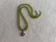 Peridot Heishi Necklace with Tourmaline Pendant